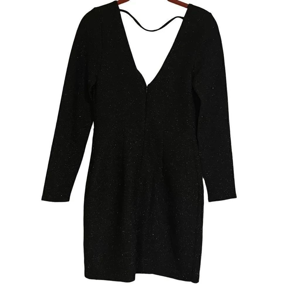 *New* Express Ladies Size S Sparkle Glitters Sweetheart Neck Black Body Mini Dre
